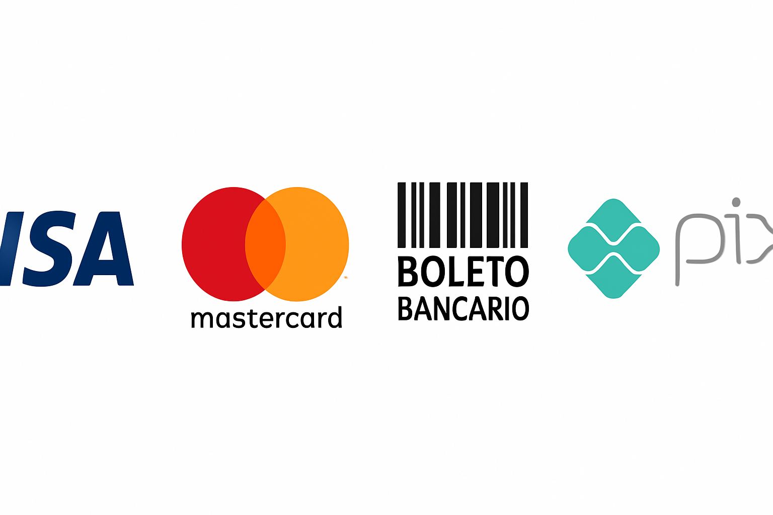 Formas de Pagamento: Cartão de crédito, boleto e pix